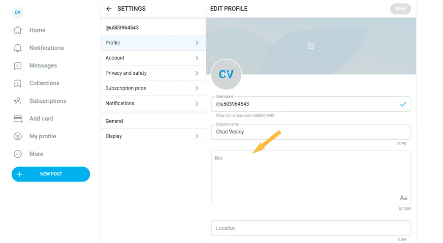 Onlyfans account BIO update - Onlyfans sign up tutorial from OnlyTraffic