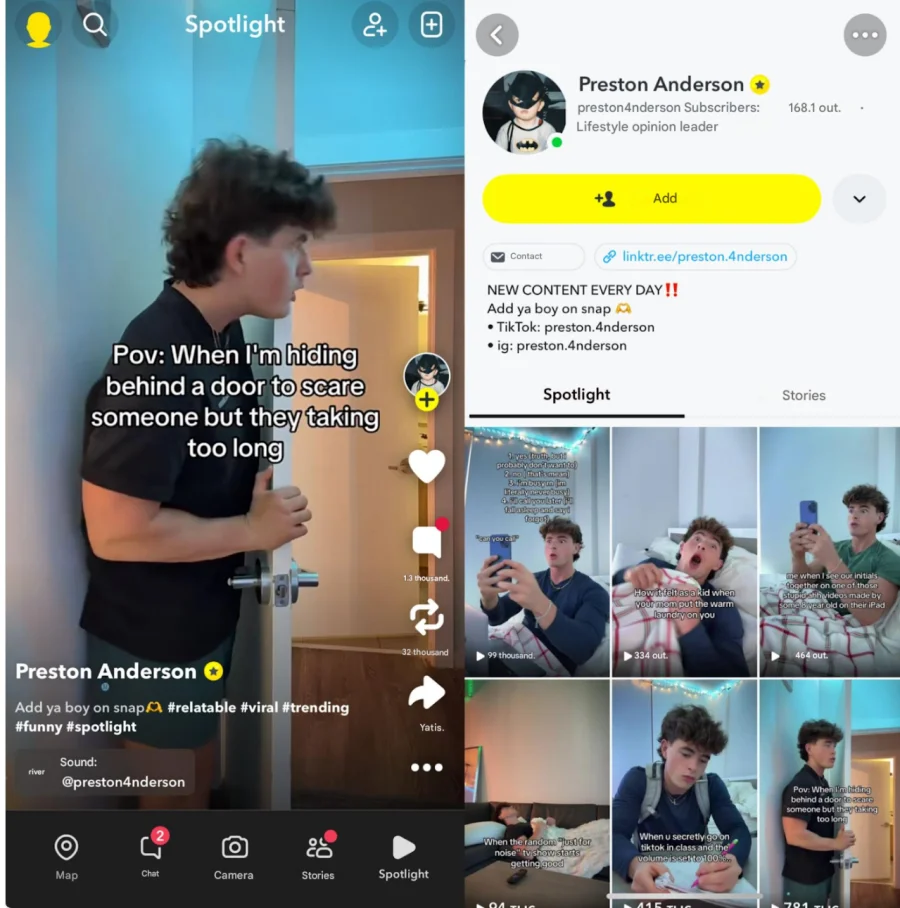 Snap Spotlight video and account example