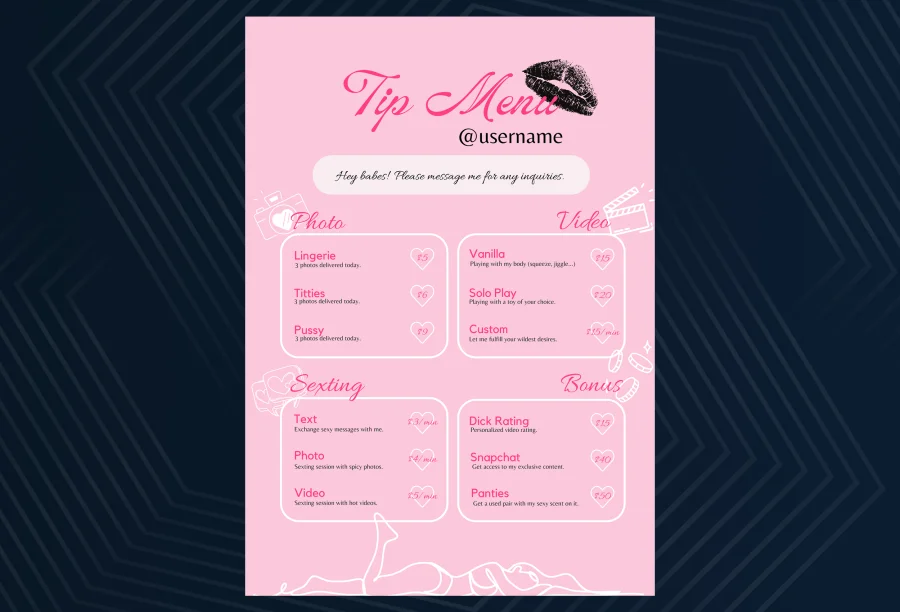Free OnlyFans Menu Template in Canva - The classic list