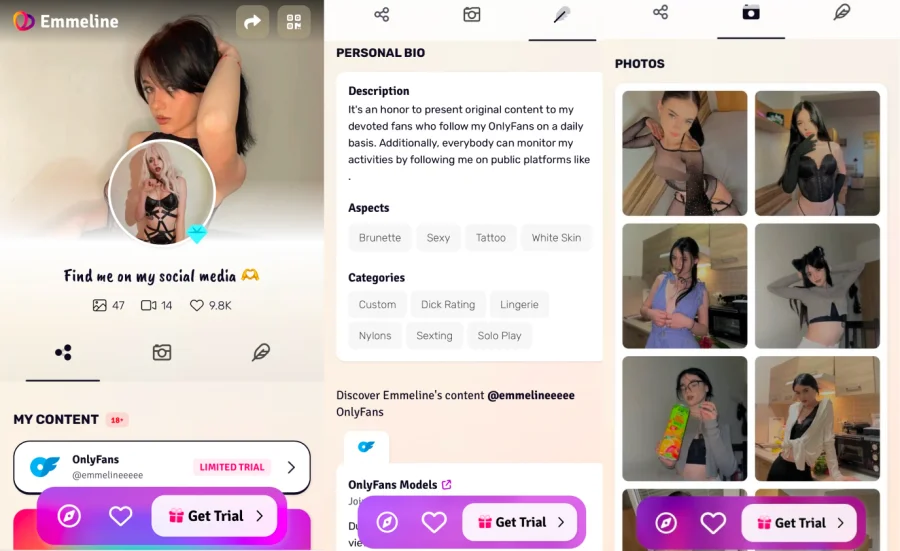 Example of Onlyfans models profiles in custom of search engine