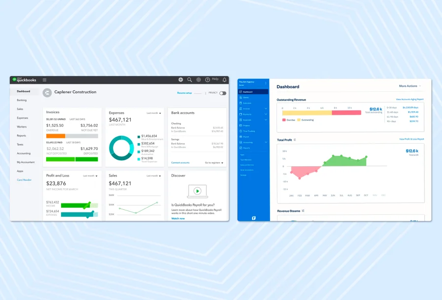 Examples of accounting software interfaces