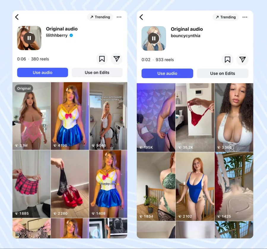 Example of video trends with adult undertones