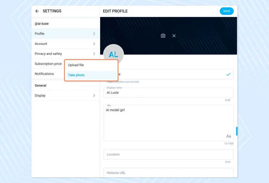 Upload profile picture